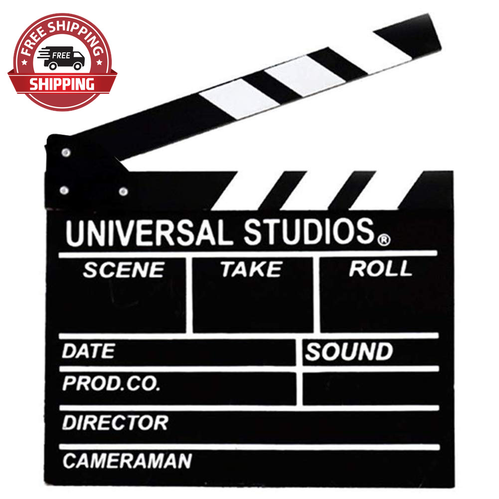 Movie Film Clap Board, 12"x11" Hollywood Clapper Board Wooden Film Movie Clapboa