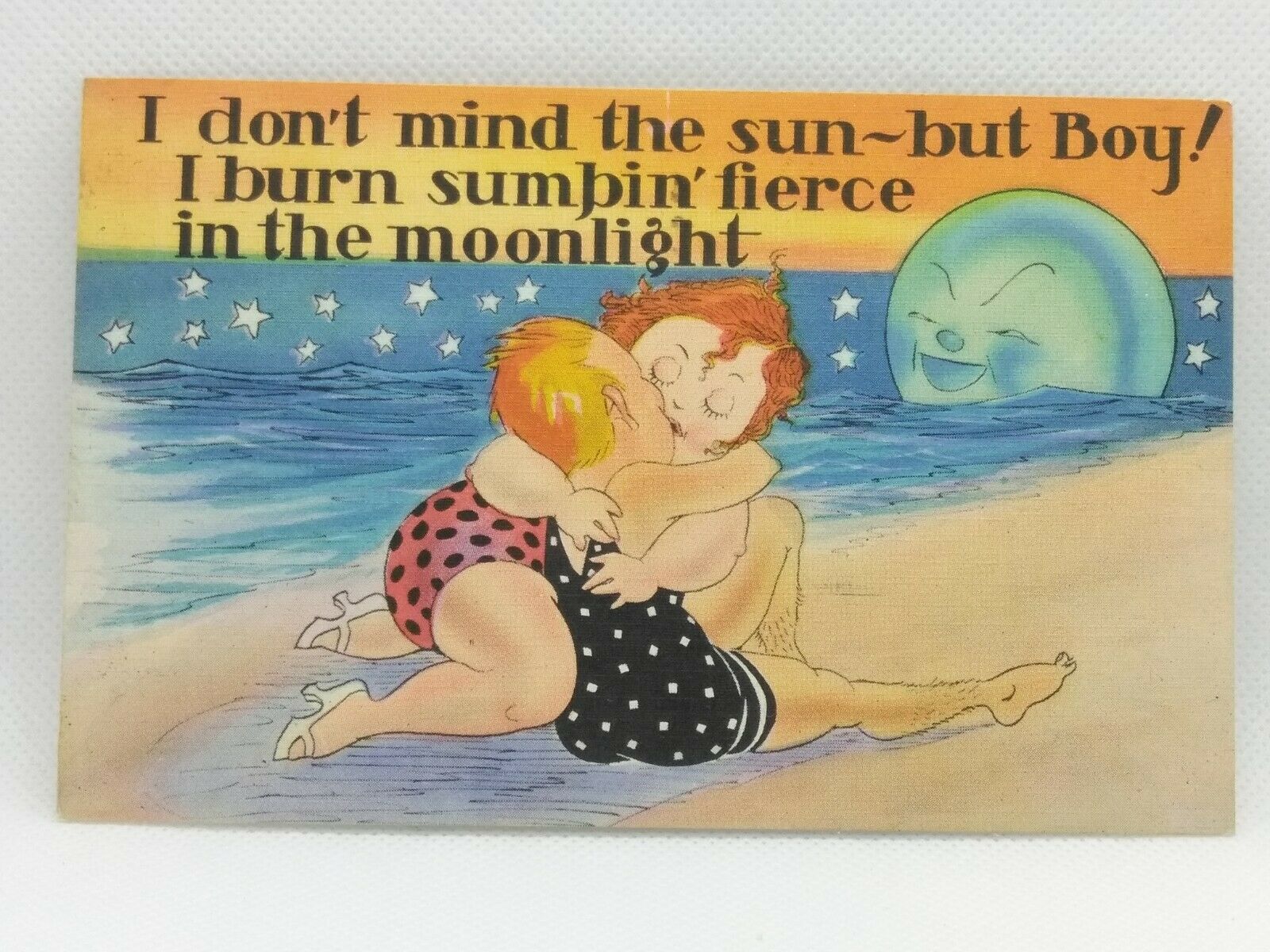 Bathing Sweetie {i Burn Sumpin'fierce }atlantic City, Nj Vtg Postcard 1937
