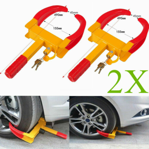 2x Heavy Wheel Tire Lock Anti Theft Clamp Park Boot Car Trailer Locker Equipment